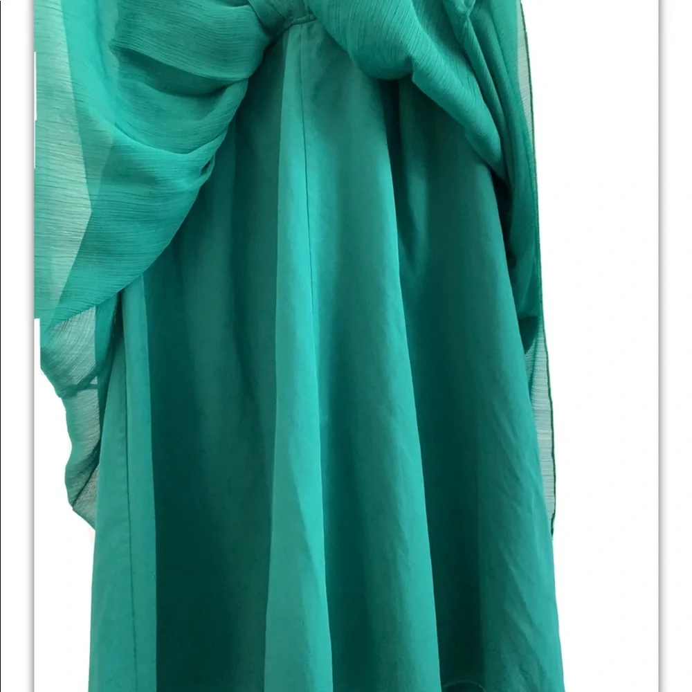 ✨ Badgley Mischka 10 Emerald Goddess Strapless Pleated Cocktail Dress | - Picture 6 of 7